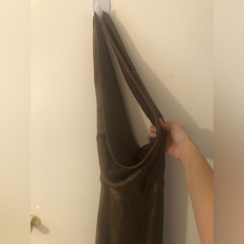 Zara Satin Effect Backless Brown Maxi Dress size XS - Picture 7 of 10